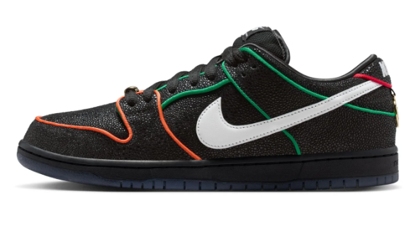 Nike SB Dunk Low Pro QS 'Black / White / Challenge Red' | Scarlet Counterpoint